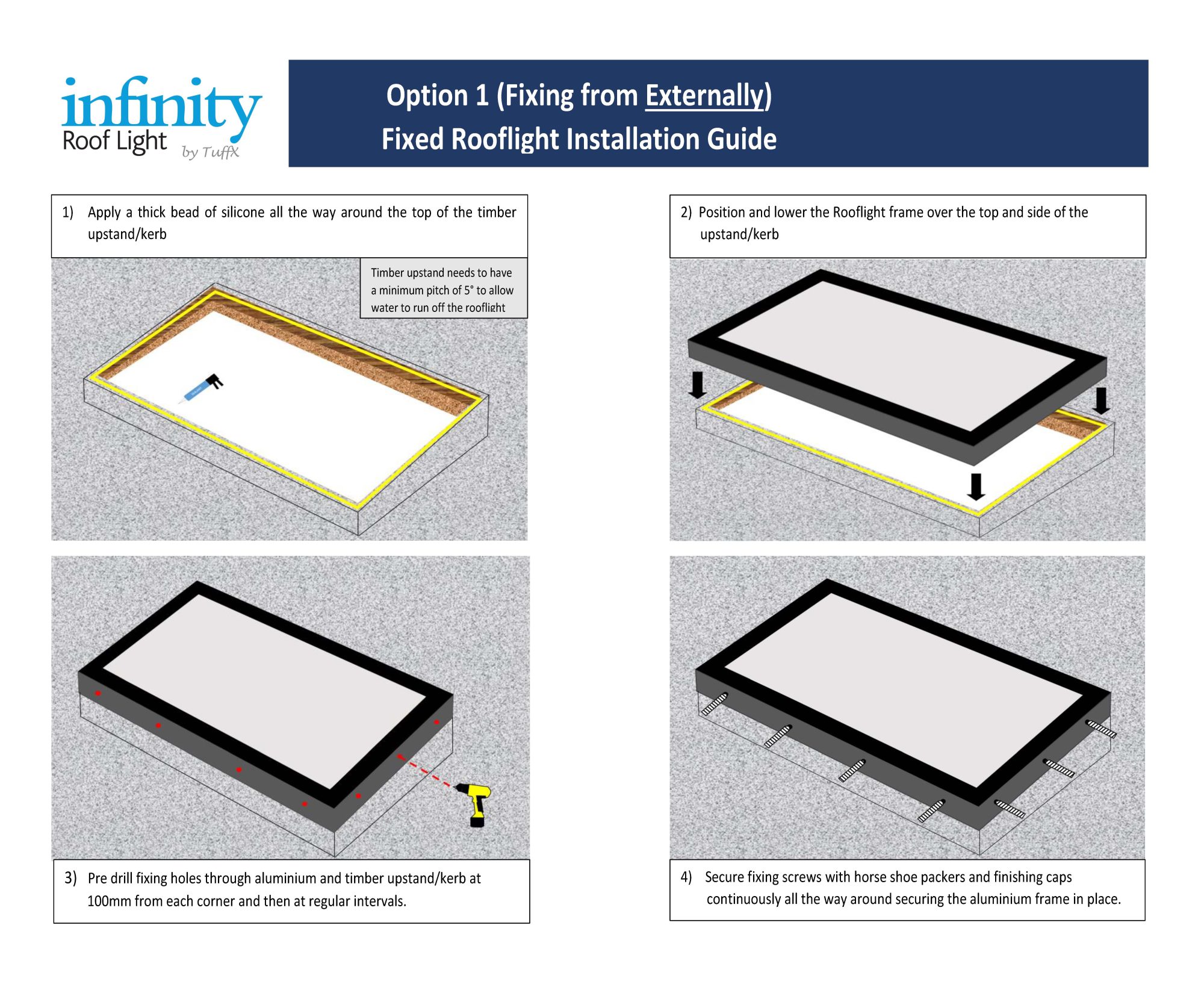 Framed Rooflight Infinity Glass, Flat Rooflight, Fixed Flat Skylight ...