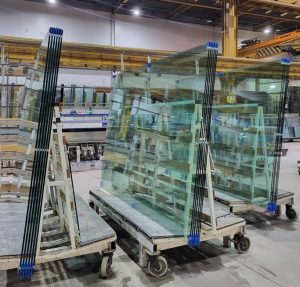 Padel glass panels in TuffX factory