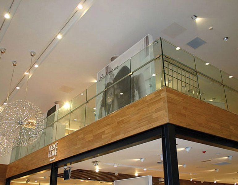 toughened laminated glass balustrades in a department store